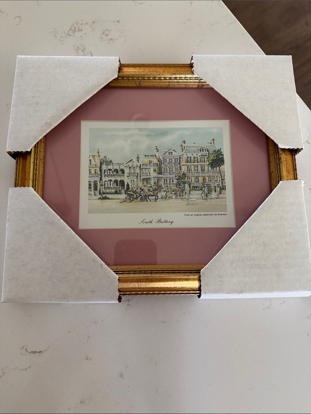NIB Vintage Reproduction Watercolor of South Battery in Charleston, SC